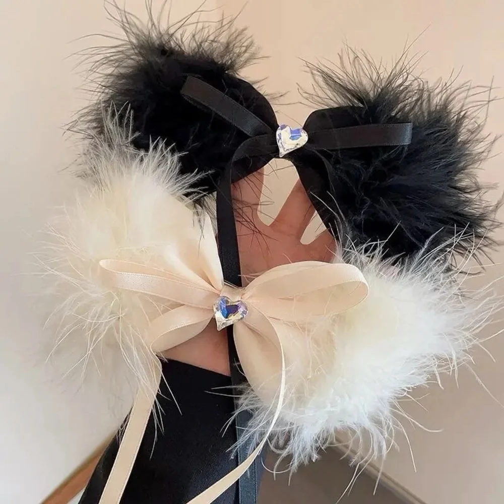 Oversized White Feather Bow French Barrette Hair Clip
